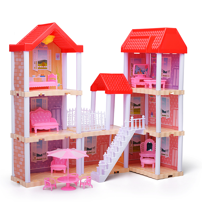 Фото к товару Дом для куклы 666-B5A-6 "Дачный котедж" с мебелью, в коробке Дом для куклы 666-B5A-6 "Дачный котедж" с мебелью, в коробке