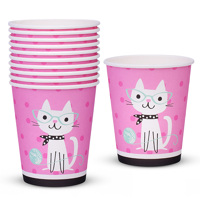Набор посуды одноразовой 00-7498 "Гламурный кот" стаканы (10 шт)
