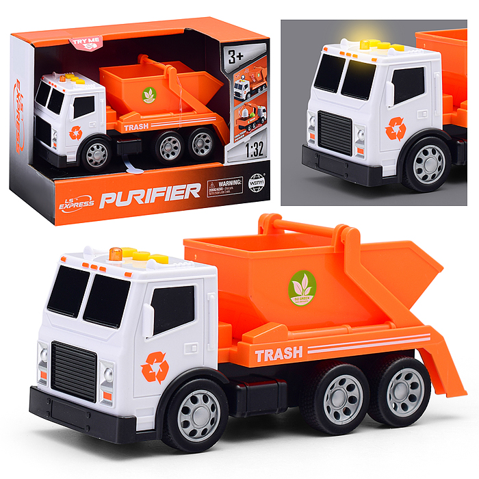 Машина WY1131B "Мусоровоз" с ковшом, 1:32 (свет, звук) в коробке