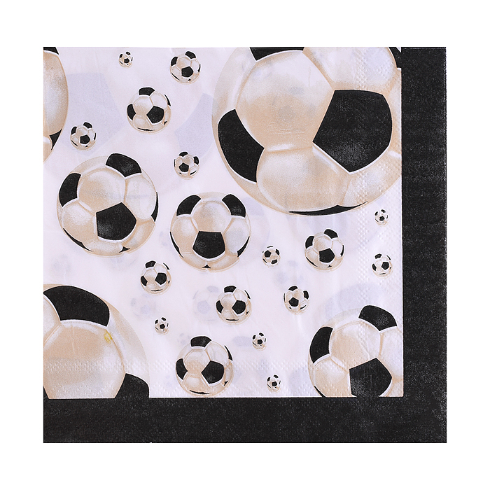 Фото к товару Набор посуды одноразовой 00-7494 "Футбольный мяч" салфетки (20 шт) Набор посуды одноразовой 00-7494 "Футбольный мяч" салфетки (20 шт)