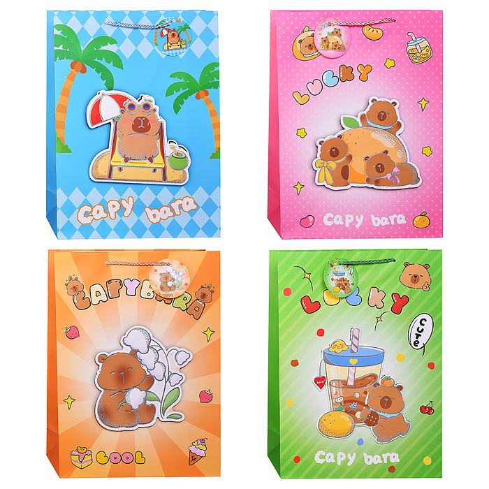 Пакет подарочный 00-7402 "Капибара" 30*41.5*12см Пакет подарочный 00-7402 "Капибара" 30*41.5*12см