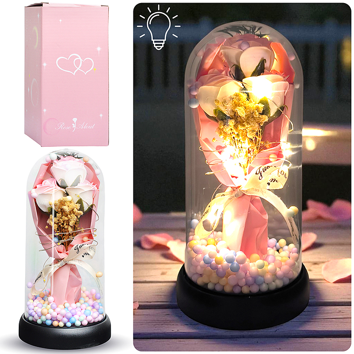 Светильник H01 "Букет роз" в коробке (розовый) Светильник H01 "Букет роз" в коробке (розовый)