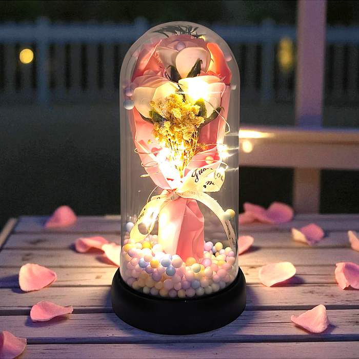 Фото к товару Светильник H01 "Букет роз" в коробке (розовый) Светильник H01 "Букет роз" в коробке (розовый)