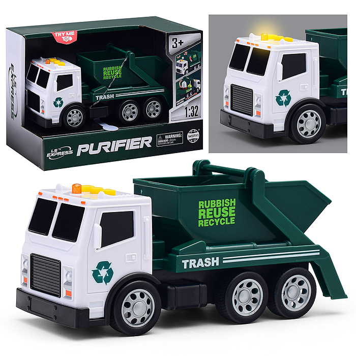 Машина WY1131A "Мусоровоз" с ковшом, 1:32 (свет, звук) в коробке