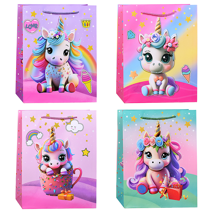 Пакет подарочный 00-7453 "Единорожек" 26*10*32см Пакет подарочный 00-7453 "Единорожек" 26*10*32см