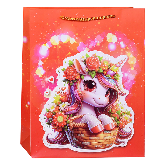 Пакет подарочный 00-7454 "Красочный Единорог" 26*10*32см