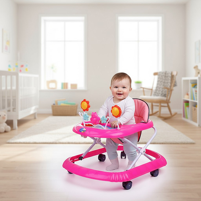 Ходунки 666-1 "Веселые игрушки" (цвет розовый)