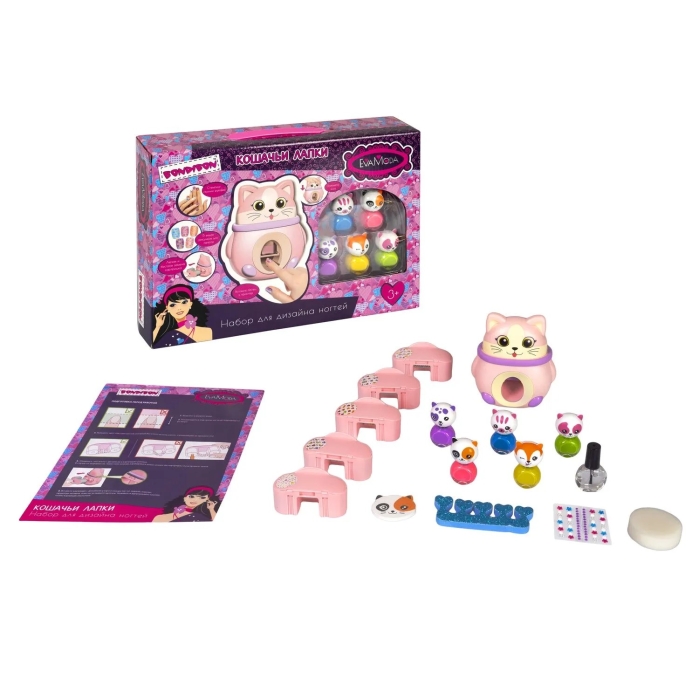 Фото к товару Игровой набор для дизайна ногтей Eva Moda "Кошачьи лапки", принтер-штамп в виде кошки, карт Игровой набор для дизайна ногтей Eva Moda "Кошачьи лапки", принтер-штамп в виде кошки, карт