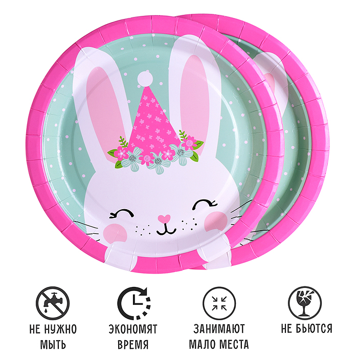 Фото к товару Набор посуды одноразовой 00-7479 "Зайка" тарелки (10 шт.) Набор посуды одноразовой 00-7479 "Зайка" тарелки (10 шт.)