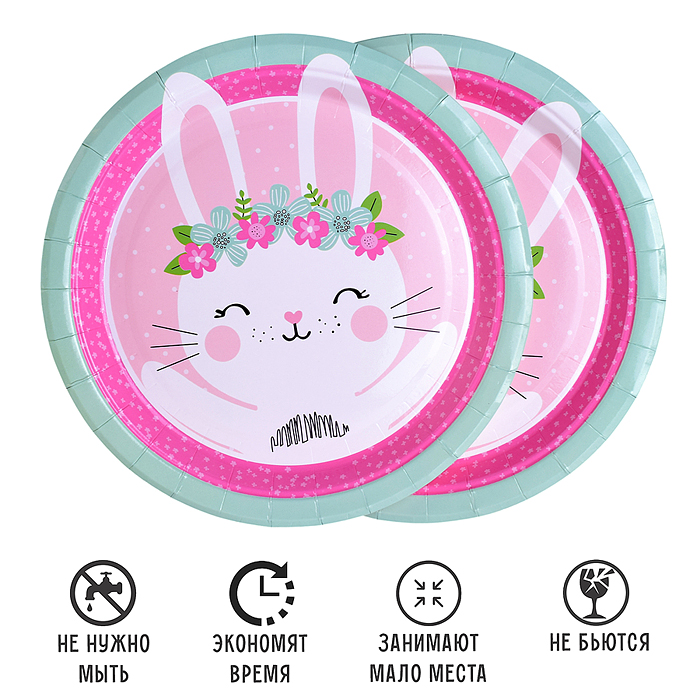 Фото к товару Набор посуды одноразовой 00-7480 "Зайка" тарелки (10 шт.) Набор посуды одноразовой 00-7480 "Зайка" тарелки (10 шт.)