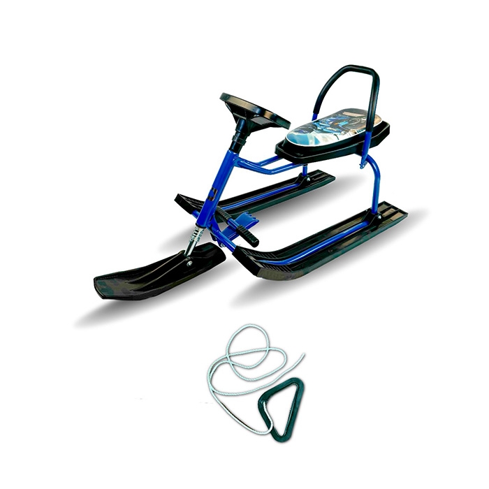 Игрушка Снегокат детский 208 "Auto Car" с высокой рамой и со спинкой (Синий мотоцикл)