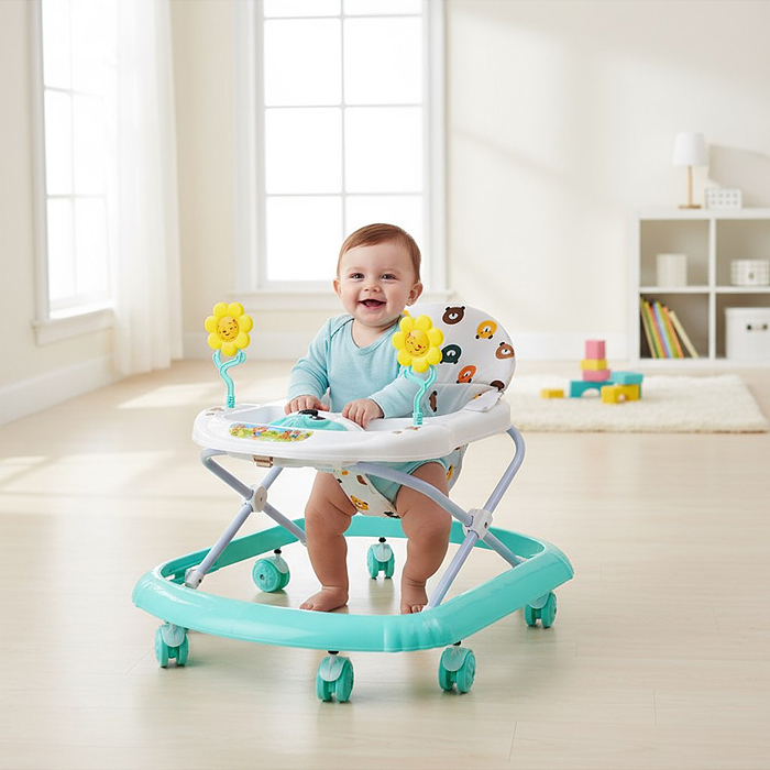 Ходунки 520-2 "Цветочки" (цвет белый/мятный)