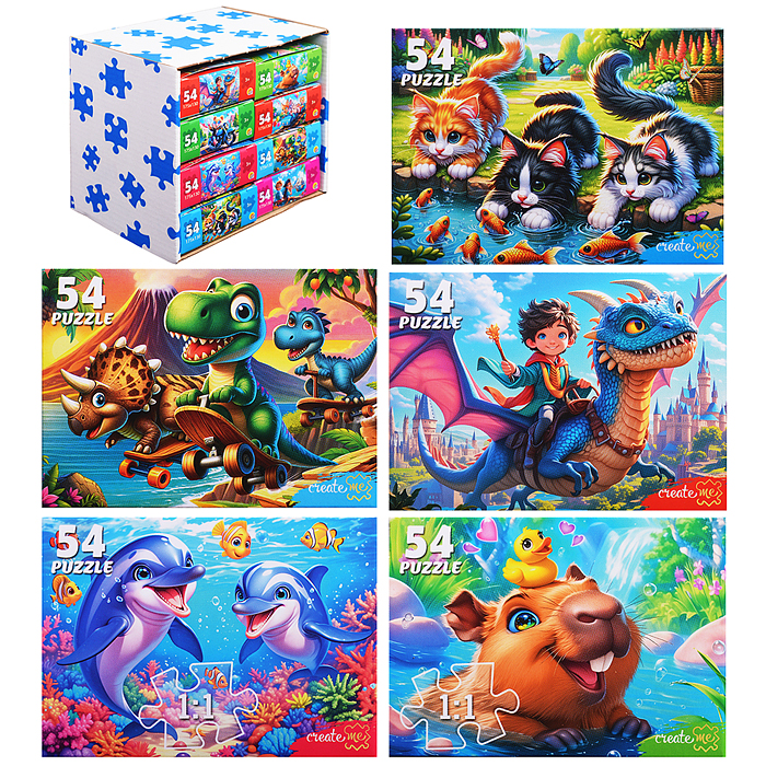 Пазлы 54 "Милые истории" (8 шт в шоубоксе) Пазлы 54 "Милые истории" (8 шт в шоубоксе)