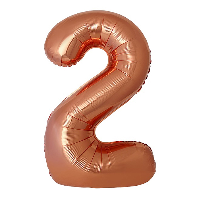 Шар (40''/102 см) Цифра, 2 Slim, Бронза, Металлик, 1 шт. в уп.