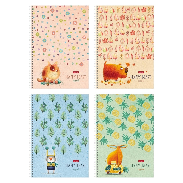 Тетрадь 80л. А4 клетка "Счастливчики" на гребне многоуровневая перфорация 4 диз.в блоке