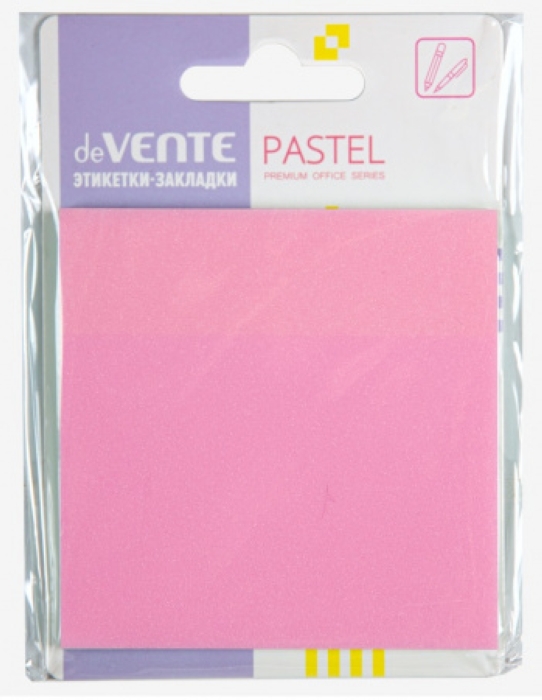 Самоклеящиеся этикетки-закладки "Pastel" пластиковые прозрачные, 76x76 мм, розовые