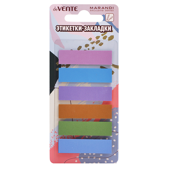 Набор самоклеящихся этикеток-закладок "Metallic" пластиковые металлизированные 44x12 мм, 6x20 листов