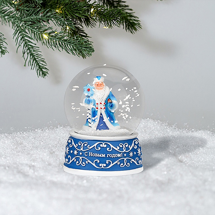 Новогодний сувенир Снежный шар "Дедушка Мороз" d=6,5см