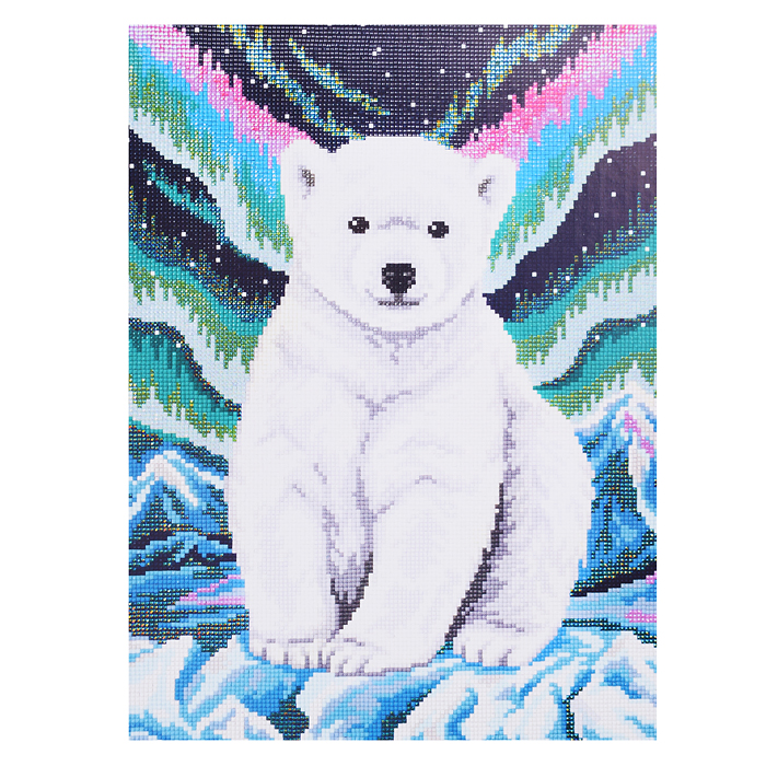 Кристальная (алмазная) мозаика на подрамнике 30х40 "Полярный мишка"