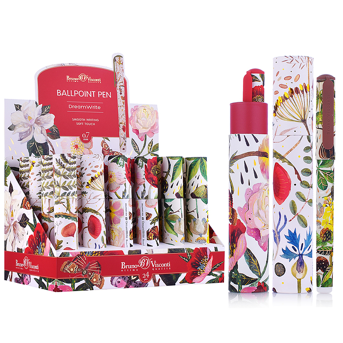Ручка шариковая "DreamWrite. Flora.Bloom flowers" 0.7 мм, синяя, 3 вида