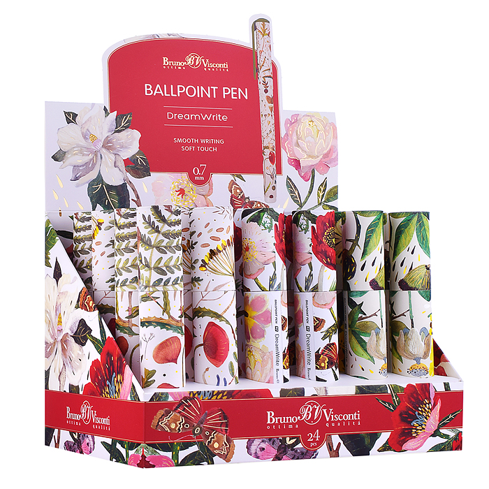 Фото к товару Ручка шариковая "DreamWrite. Flora.Bloom flowers" 0.7 мм, синяя, 3 вида Ручка шариковая "DreamWrite. Flora.Bloom flowers" 0.7 мм, синяя, 3 вида