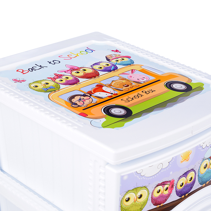 Фото к товару Комод "Декор" "Совушки" 4 секции белый Комод "Декор" "Совушки" 4 секции белый