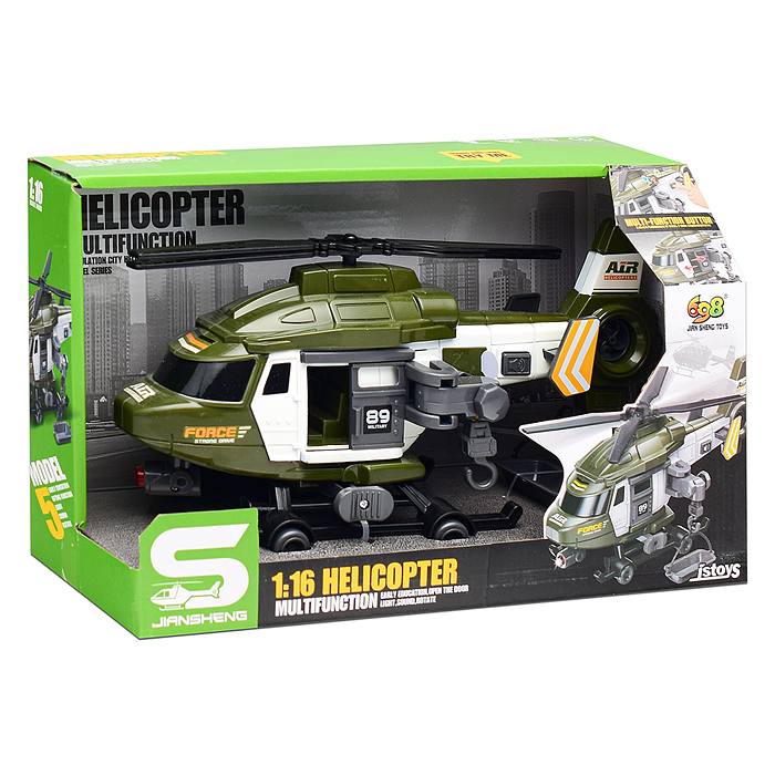 Фото к товару Вертолет JS128C "Военный" (свет, звук) в коробке Вертолет JS128C "Военный" (свет, звук) в коробке