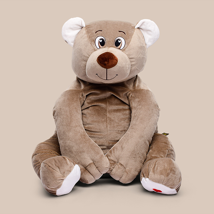 Медведь Лари, 85см (сидя 45см), бежево-серый 