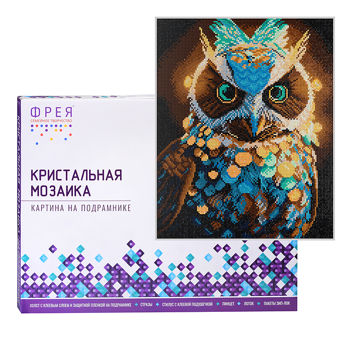 Кристальная (алмазная) мозаика на подрамнике 30х40 "Волшебная сова" Кристальная (алмазная) мозаика на подрамнике 30х40 "Волшебная сова"