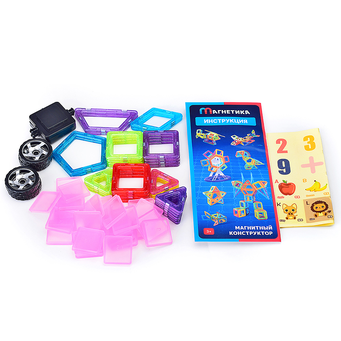 Конструктор магнитный MG0003-2 (размер деталей малый) 62 дет., в пакете