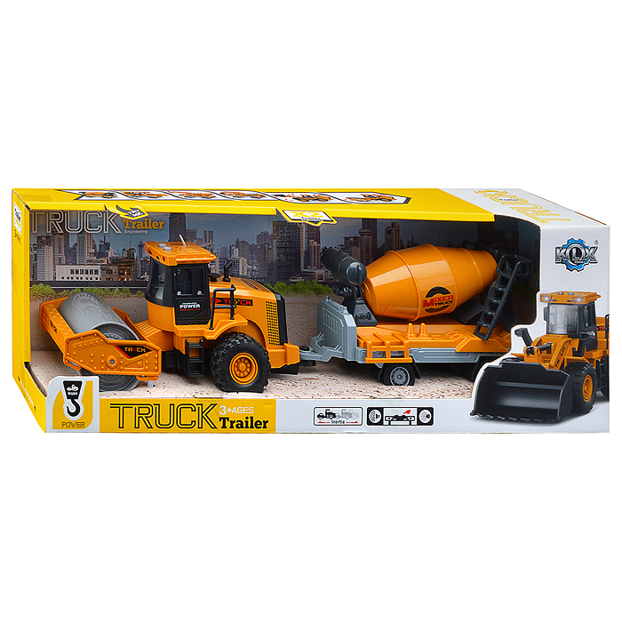 Машина KLX900-12 "Асфальтоукладчик" с бетономешалкой (свет, звук) в коробке