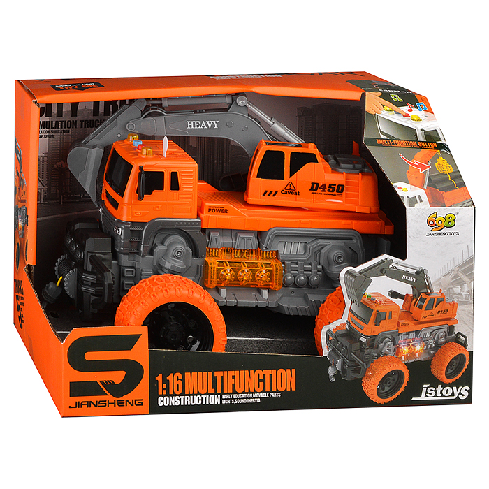 Машина JS103BS "ТехноЛидер" 1:16 (свет, звук) в коробке (цвет оранжевый)