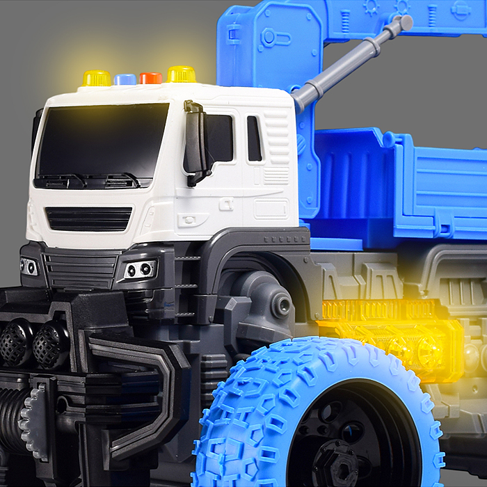 Машина JS116S "МегаСтрой" 1:16 (свет, звук) в коробке (цвет синий)