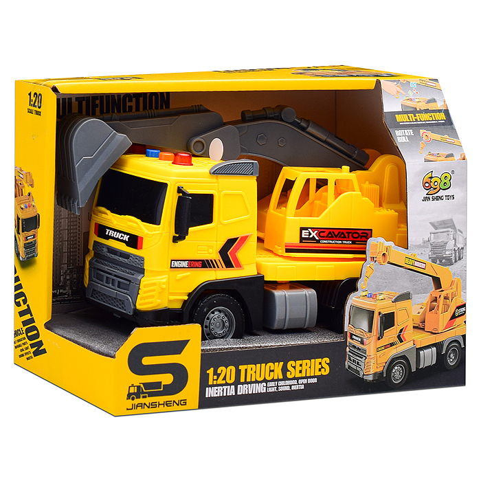 Фото к товару Машина JS173 "Экскаватор" 1:20 (свет, звук) в коробке Машина JS173 "Экскаватор" 1:20 (свет, звук) в коробке