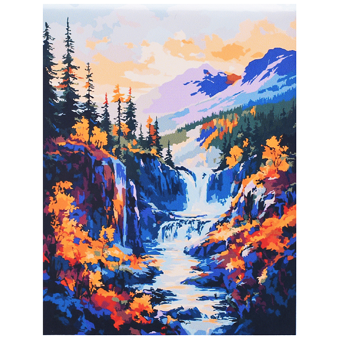 Холст с красками 30x40 по номерам "Осень в горах" в коробке (30цв.)  
