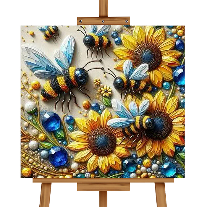 Фото к товару Мозаика алмазная MKA2020-4 "Пчелы в подсолнухах" 20*20см. Мозаика алмазная MKA2020-4 "Пчелы в подсолнухах" 20*20см.