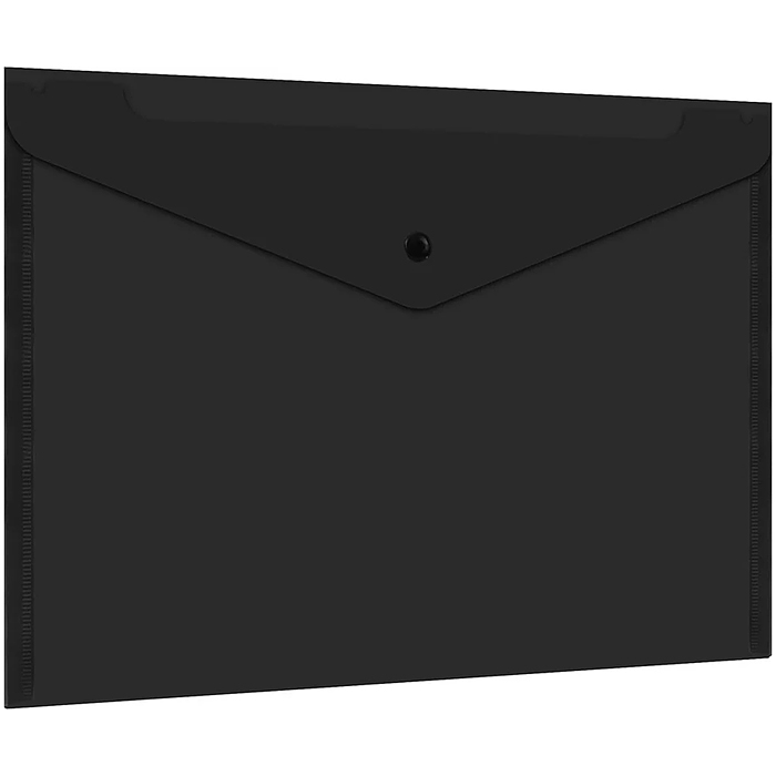 Папка-конверт с кнопкой прозрачная А4 до 100 л, черная, 0,15 мм "Universal"