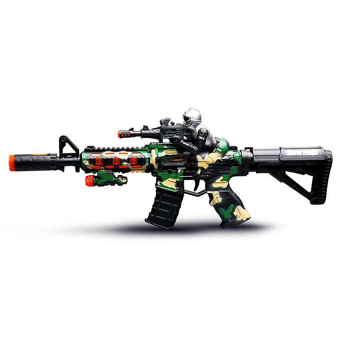 Фото к товару Автомат 846-2 "Огненая атака" (свет, звук) на батарейках, в коробке Автомат 846-2 "Огненая атака" (свет, звук) на батарейках, в коробке