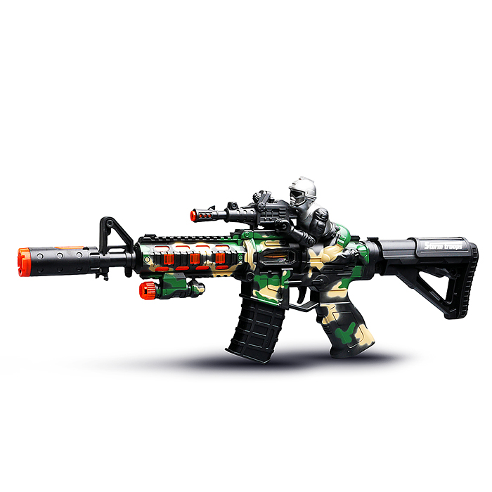 Фото к товару Автомат 846-2 "Огненая атака" (свет, звук) на батарейках, в коробке Автомат 846-2 "Огненая атака" (свет, звук) на батарейках, в коробке