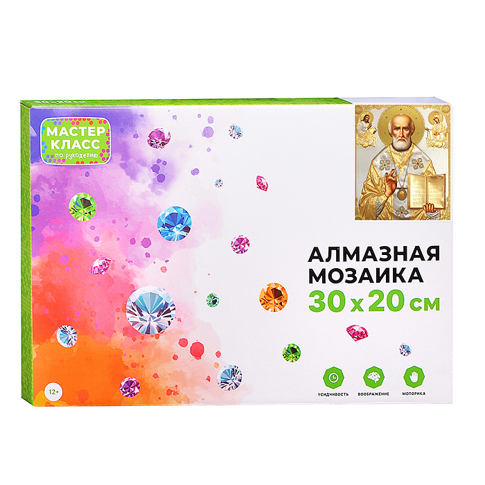 Фото к товару Мозаика алмазная MKA3020-128 "Икона. Николай Чудотворец" 20*30см. Мозаика алмазная MKA3020-128 "Икона. Николай Чудотворец" 20*30см.