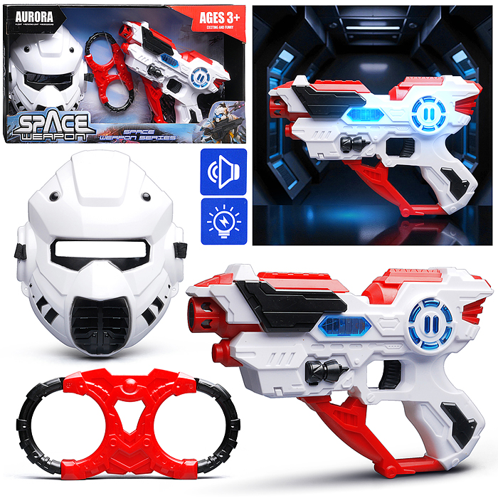 Набор оружия 836-22 "Космический агент" (свет, звук) на батарейках, в коробке