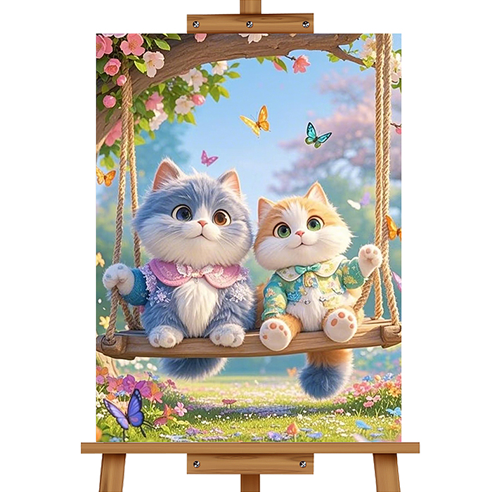 Мозаика алмазная MKA3020-7 "Котики на качеле" 20*30см.