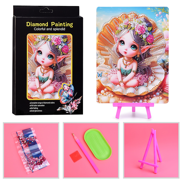 Мозаика алмазная 00-7615 "Малышка в ракушке" 15*20см Мозаика алмазная 00-7615 "Малышка в ракушке" 15*20см