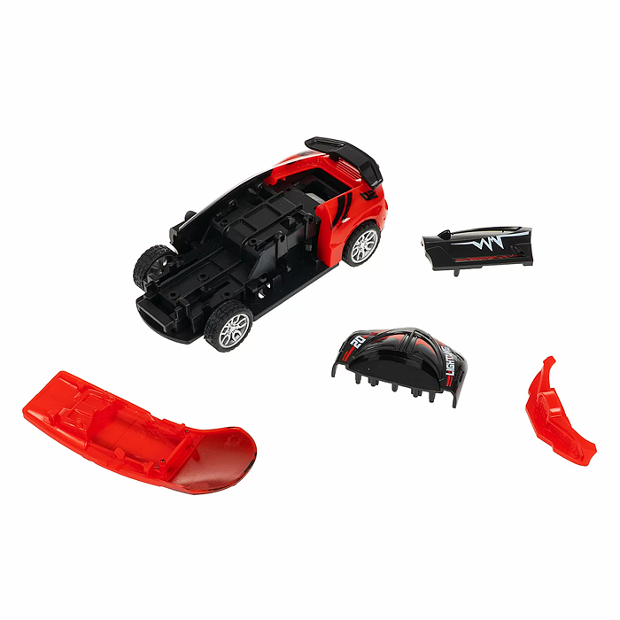 Машинка пластмассовая инерционная "Авария на трассе" Гонка красная (pull back) CRD 25x18,2x5,2см,