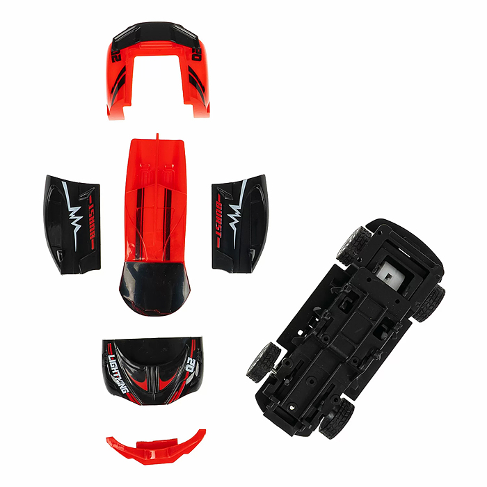 Машинка пластмассовая инерционная "Авария на трассе" Гонка красная (pull back) CRD 25x18,2x5,2см,