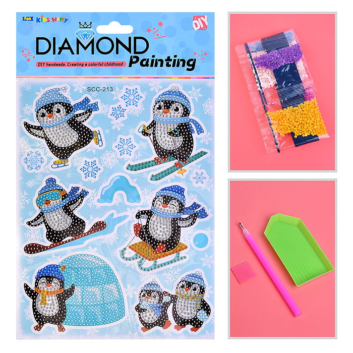 Мозаика алмазная 00-7594 "Приключения пингвинёнка" 17.5*23.5см