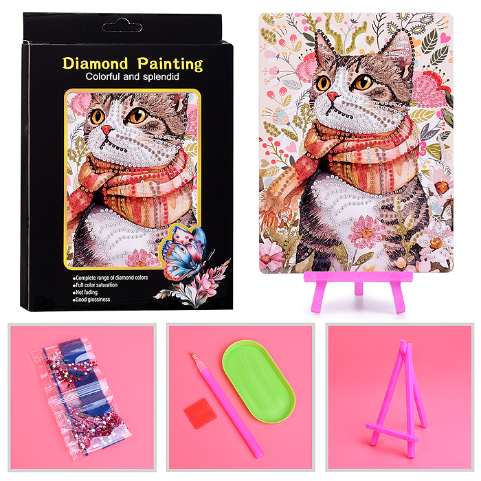 Мозаика алмазная 00-7618 "Котик в шарфе" 15*20см Мозаика алмазная 00-7618 "Котик в шарфе" 15*20см