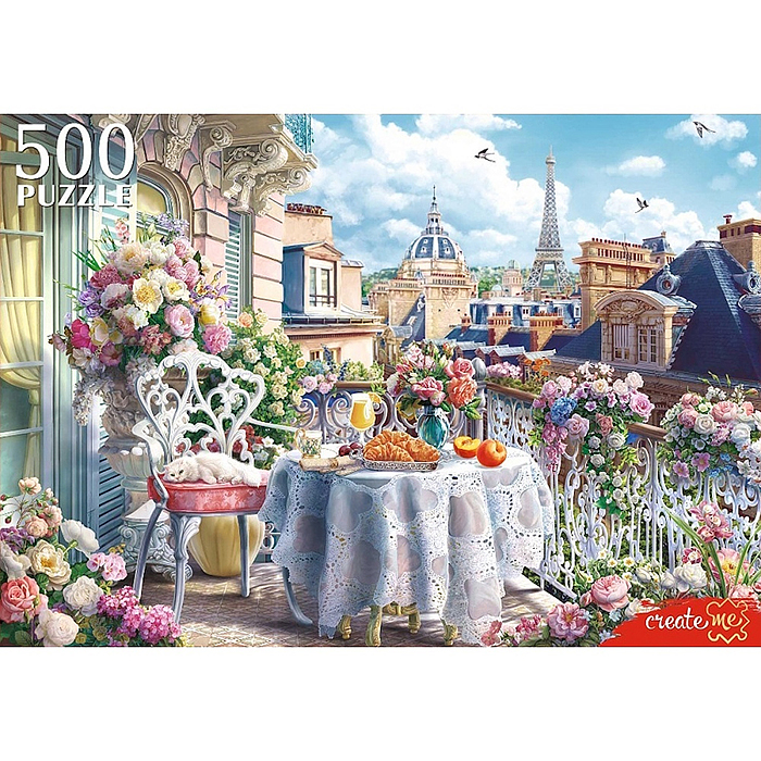 Пазлы 500 "Завтрак на балконе в Париже"