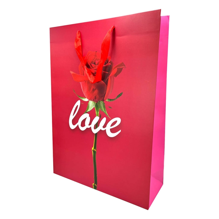 Пакет подарочный "Love" ламинированный 33х45см, 210 гр/м2, ленточные ручки Пакет подарочный "Love" ламинированный 33х45см, 210 гр/м2, ленточные ручки