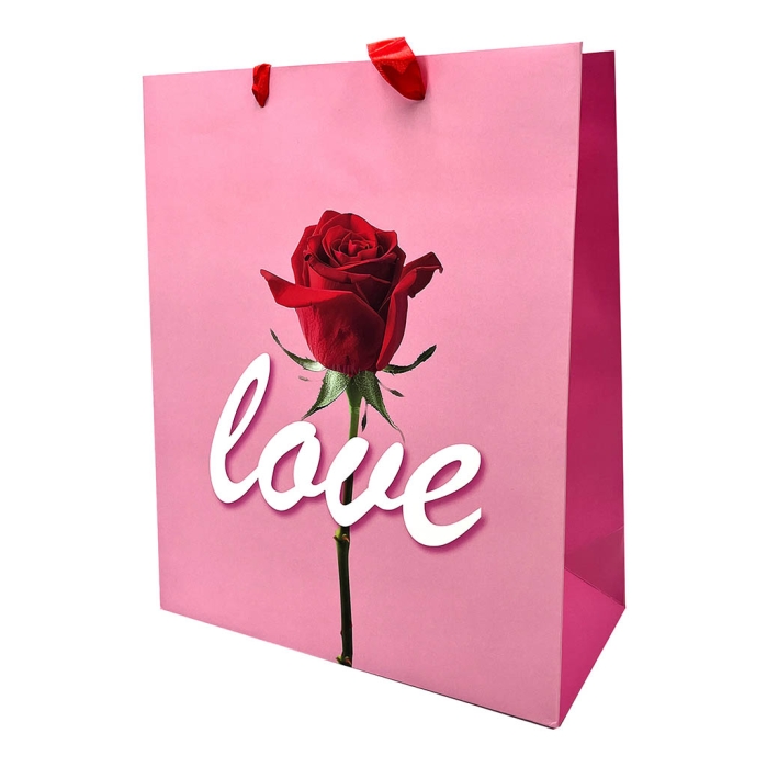 Пакет подарочный "Love" ламинированный 26х32см, 210 гр/м2, ленточные ручки Пакет подарочный "Love" ламинированный 26х32см, 210 гр/м2, ленточные ручки
